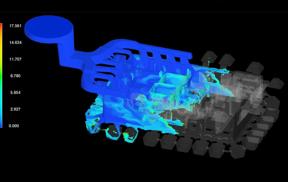 從分析模具和壓鑄的可行性開(kāi)始，根據設計方案做出模流分析，有效解決排氣、收縮和缺料等問(wèn)題。